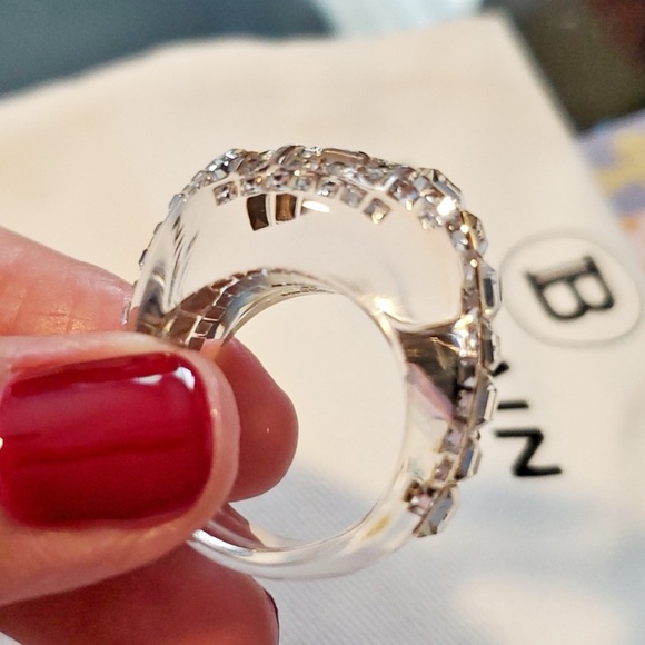 Balmain Lucite & Crystal Cocktail Ring - Picture 3 of 8